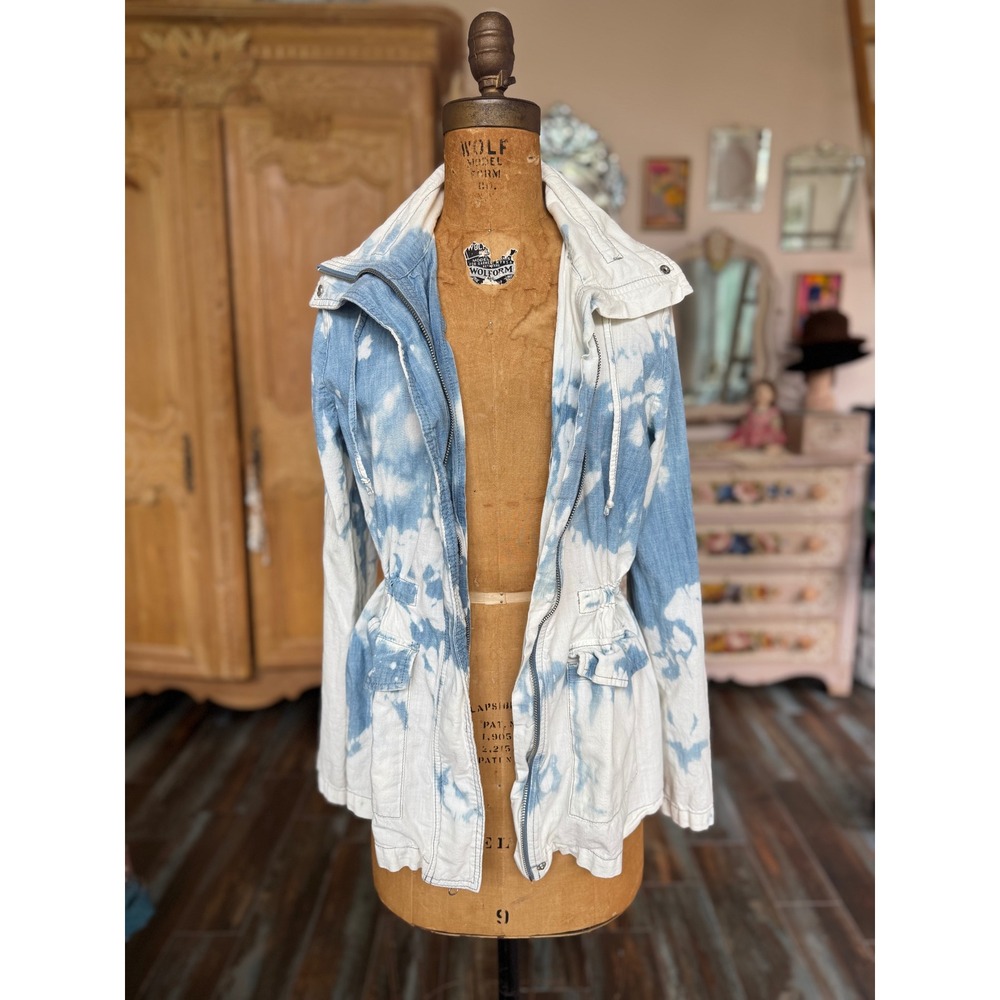 Upcycled Chambray Jacket Fairy Heart Art Patch Lightweight Cotton - Picture 10 of 11